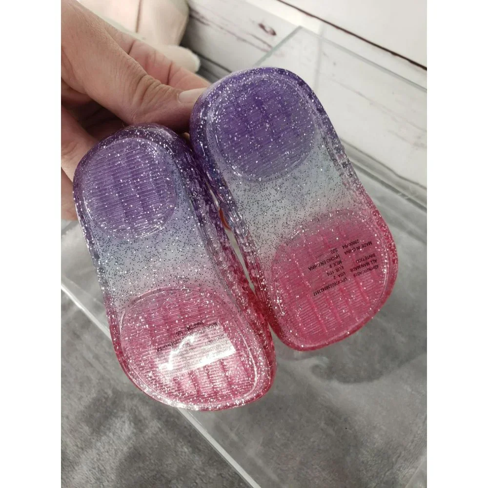Wonder Nation size 2 Pink Blue Jelly‎ shoes glitter mary Jane